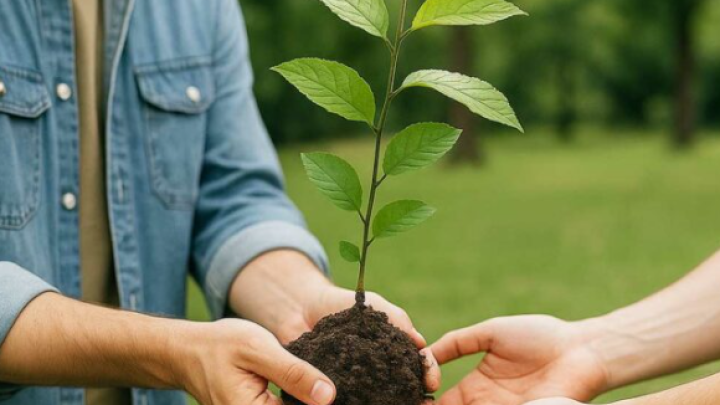 Don de pousses d'arbres et de compost