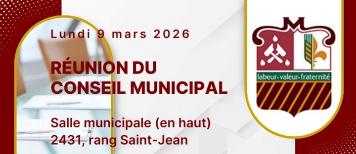 Réunion du conseil 9 mars à 19h