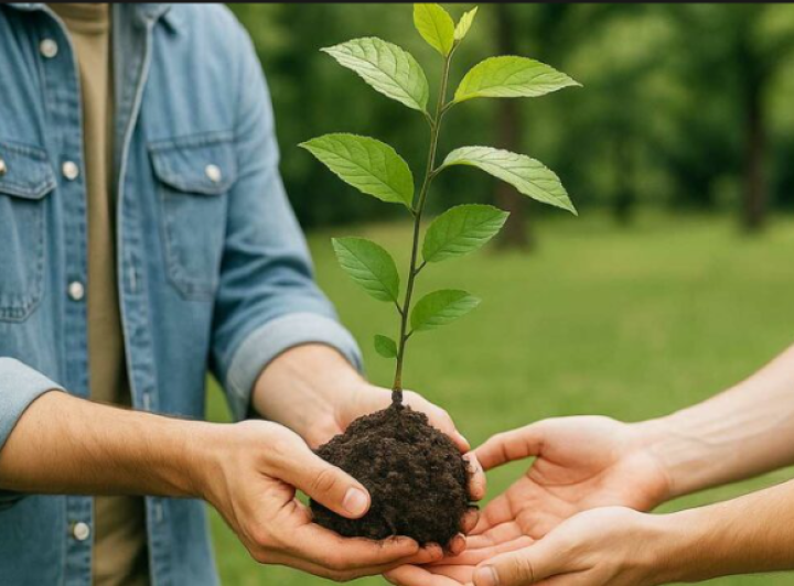 Don de pousses d'arbres et de compost
